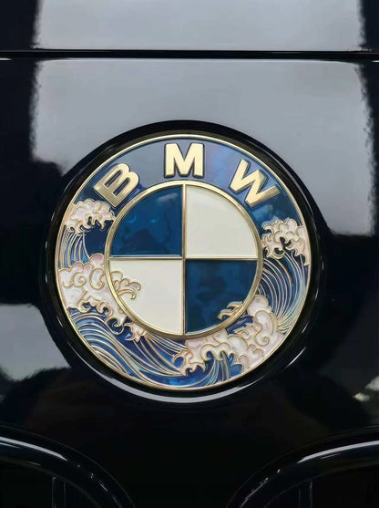 🌊 Logo BMW Serie Ukiyo-e Kanagawa - Emblema artistico premium per auto